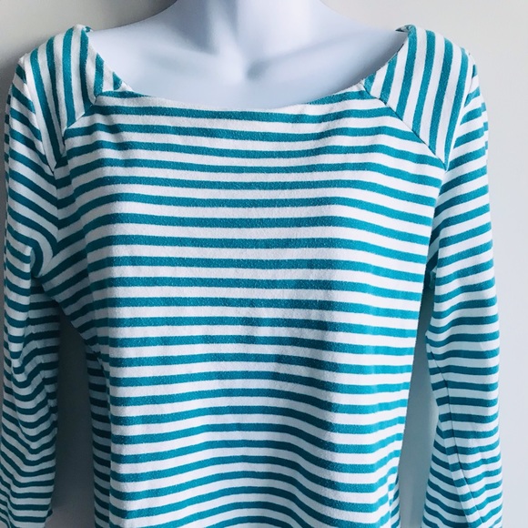 ๐Old Navy Medium Size White With Green Stripes Long Sleeves Top - Picture 3 of 12